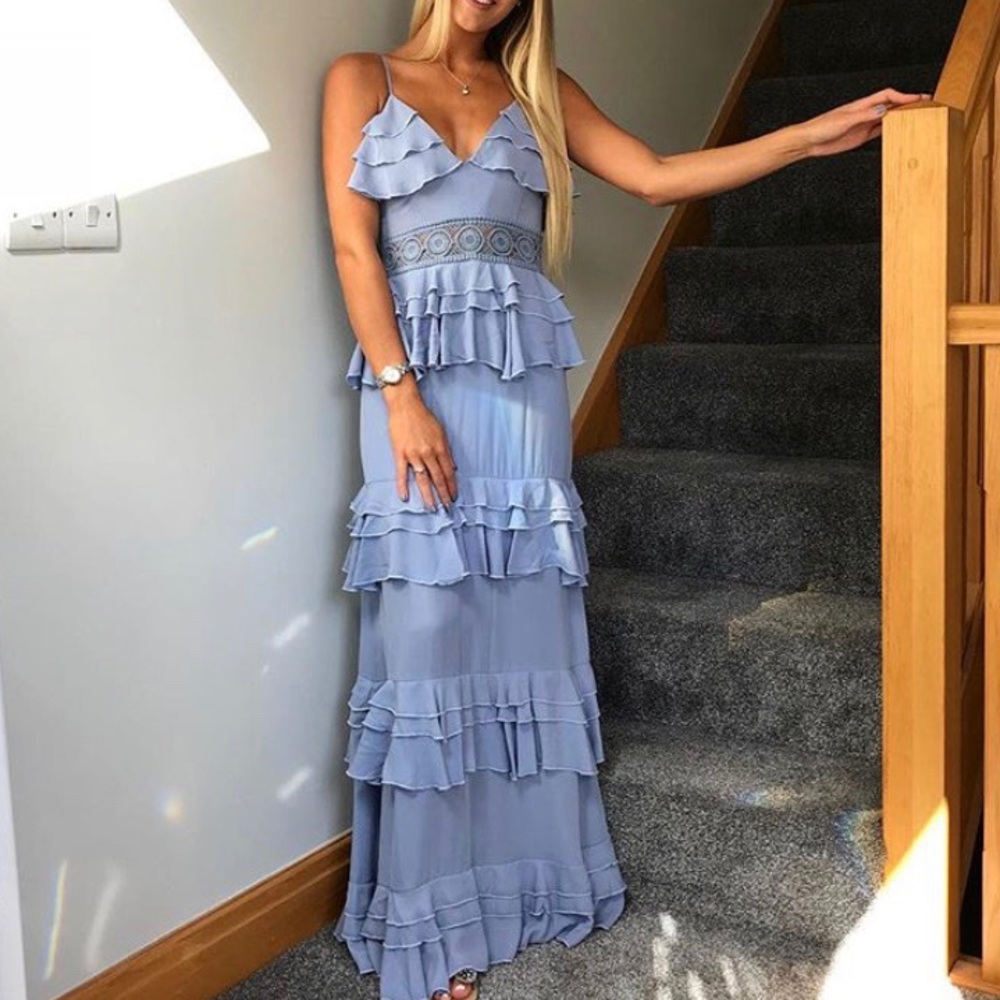 Boohoo tiered ruffle maxi dress size 10